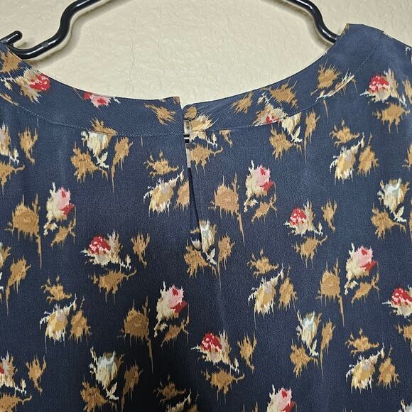 Pendleton Women's 100% silk shift dress size M navy blue floral short sleeve - Picture 6 of 7